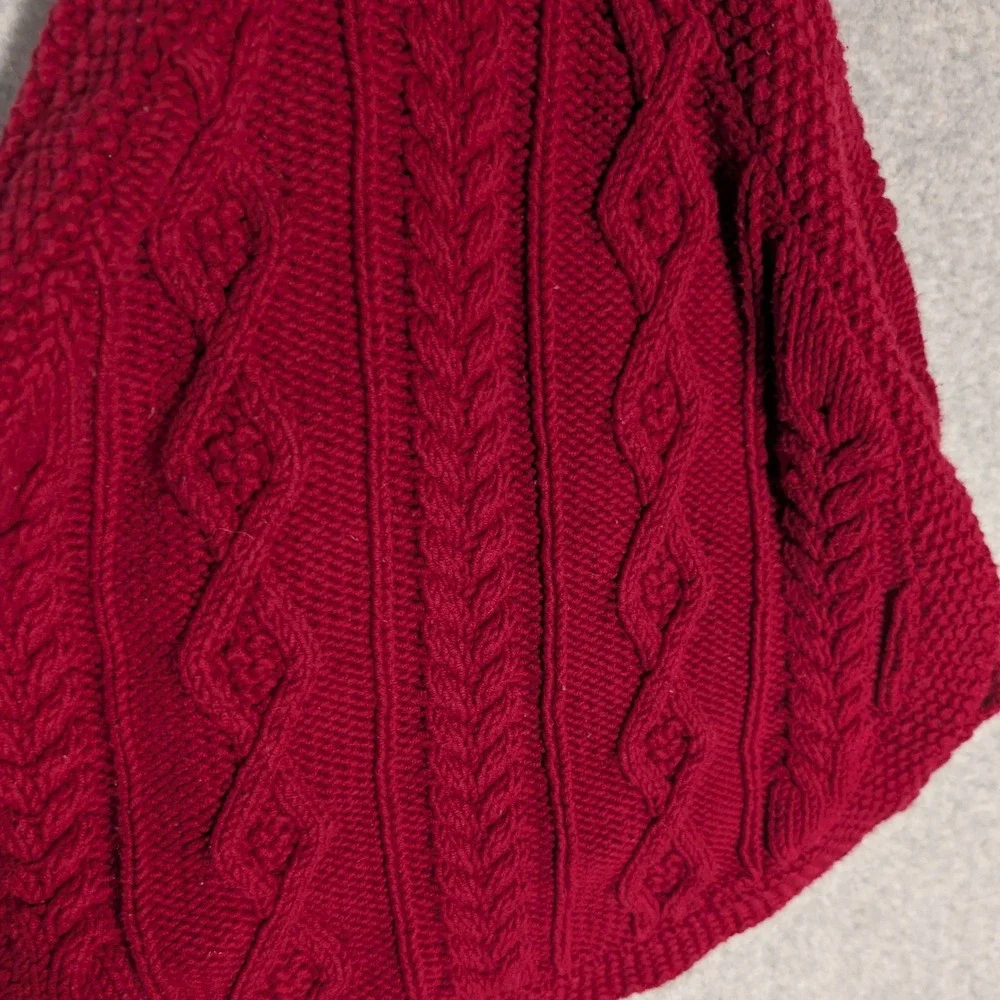Gymboree Cable Knit Hooded Poncho Kids 18-24M Little Red Zip Front Sleeveless